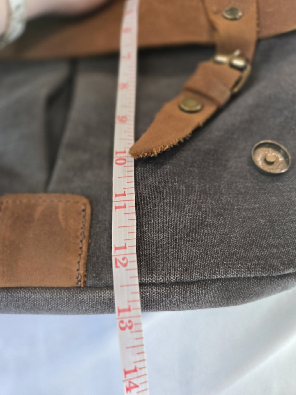 Leather-Trim Canvas Messenger Bag for Men - Brown & Gray - Picture 16 of 16